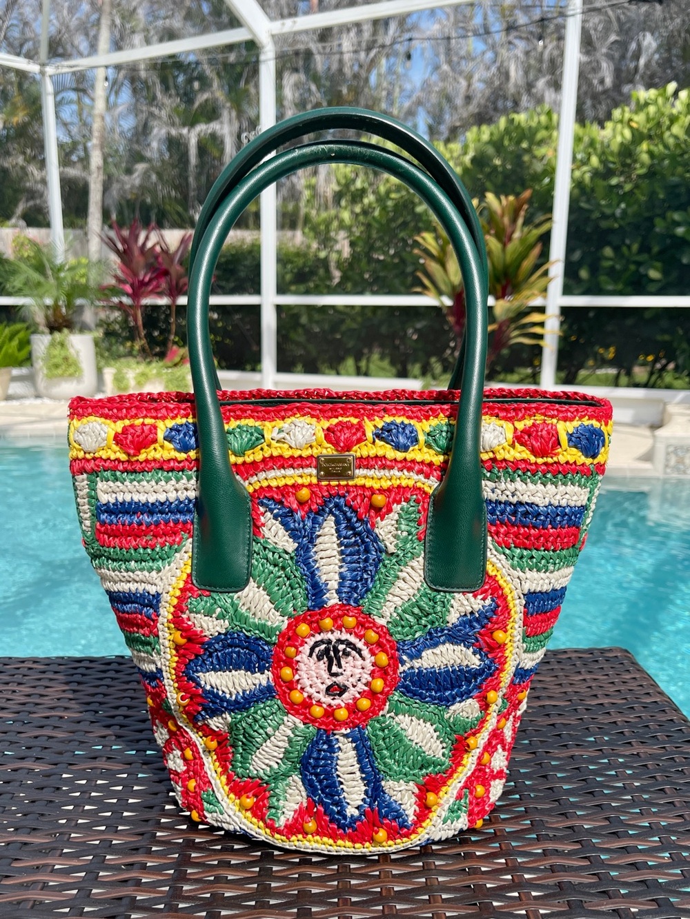 Dolce & Gabbana 2013 Runway Multicolor Raffia Sun Tote Bag - Authentic